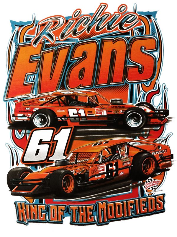 Richie Evans King Of The Modifieds Short Sleeve Tee Shirt Charcoal - Image 3