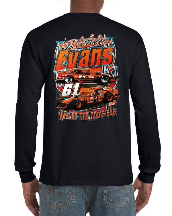 Richie Evans King Of The Modifieds Long Sleeve Tee Shirt BLACK - Image 2