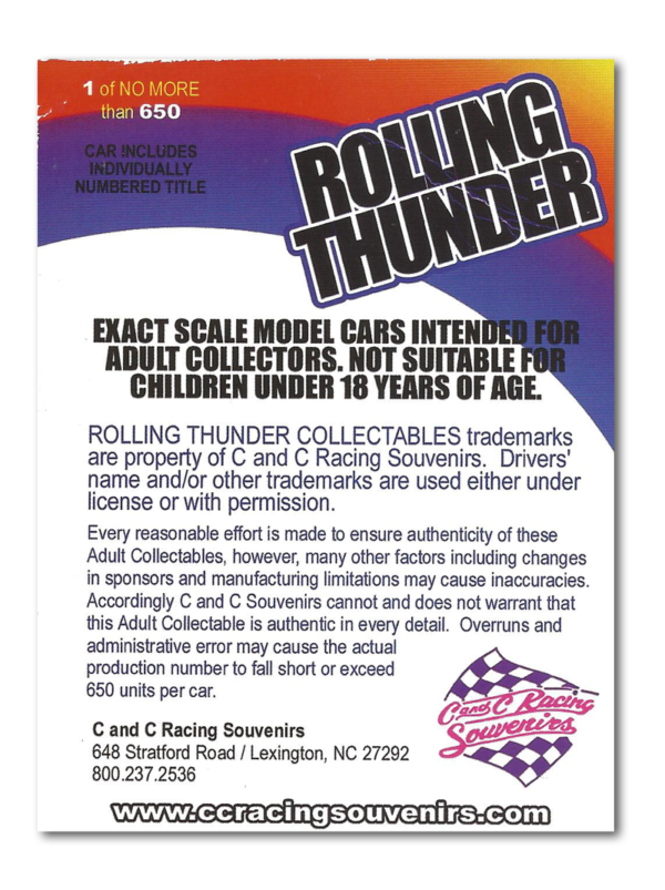 11 Melvin "Puddin" Swisher Rolling Thunder Diecast Original Series - Image 3