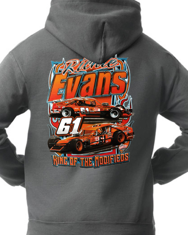 Richie Evans King Of The Modifieds Hoodie Charcoal - Image 2